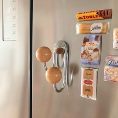 우드볼 트윈 자석 행거 고리 후크 마그넷 훅고리 냉장고 자석 벽걸이, 1개