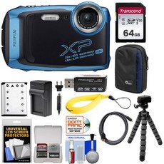 해외Fujifilm 후지필름 FinePix XP140 충격 및 방수 와이파이 디지털 카메라 (스카이 블루) 64GB 카드 +, 상세 설명 참조0