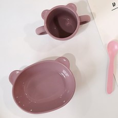 큐스토어 파스텔 실리콘 유아 어린이 간식 그릇 유아식기, 1개, 핑크