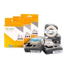 아트박스/로드메일코리아 LMK-1000 정품 라벨테이프 12mm 사이즈, 12MKW(검정 흰색)
