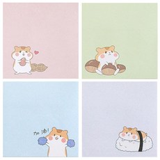요랜드 점착메모지 캐릭터 4종세트 320매 햄스터 곰돌이 디자인 접착 스티커 떡메모지 72mm x 72mm