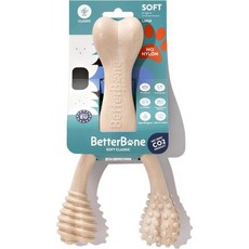 BetterBone 애견장난감 애완견 치발기 부드럽고 지속 가능한 모든 천연 저자극 개 씹는 뼈 - 이갈이용 강아지 장난감 소형 중형 대형 품종용 치과용 장난감, Classic, Large, 1개 - 고양이치발기