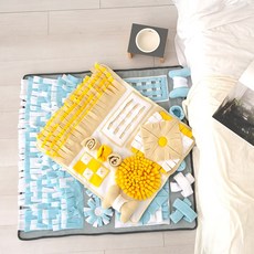  펫니처 애견 강아지 고양이 노즈워크 매트 훈련 담요 분리불안 장난감 스너플매트, 1개, 그레이 + 블루 (대형) 