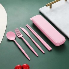 휴대용 밀 빨대 식기 상자 숟가락 포크 젓가락 커트레이 식기류 여행 주방, 5. 005