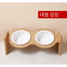 HALOKAIYA 애완용 도자기 그릇 고양이 사료그릇 대야 사발 대나무 스탠드 조절 가능 경추를 보호하기 위해 각도를 기울여라 안전 위생 청소하기 쉽다, L, 1개