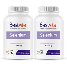 BESTVITE Selenium 200mcg (180 Vegetarian Capsules) - No Stearates - No Flow Agents - Vegan - Non-GMO, 180 Count (Pack of 2)