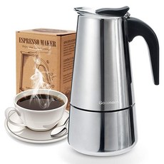 Godmorn 스토브탑 에스프레소 메이커 모카 포트 퍼컬레이터 이탈리아 커피 메이커 300ml/10온스/6컵(에스프레소 컵=50ml) 클래식 카페 메이커 스테인리스 스틸