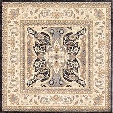 독특한 직기 전통 컬렉션 고전적인 남서쪽 검은 색 사각 깔개 (8 4 x 84) (8 Feet 4 Inch Square Black／Ivory), 본상품, 본상품