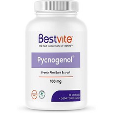 직구 피크노제놀 Pycnogenol 100mg(60캡슐) - 프랑스 해상 소나무 껍질 추출물 - 스타아레이트 - 글루텐 프리 - 비 GMO, 1set, 상세참조