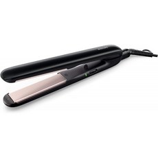 [스페인직송] 필립스 에센셜케어 HP8321/00 - 왁스 플레이트가 있는 헤어 스트레이트너 추가 롱 블랙, 단일옵션, 단일옵션