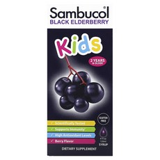 Sambucol 어린이용 블랙 엘더베리 시럽 만 2세 이상 베리 맛 120ml(4fl oz), Sambucol어린이용블랙엘, 1개, 120ml