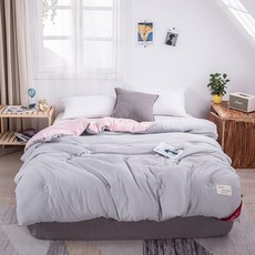 견면요솜 이불 겨울이불솜 두꺼운 보온 웰론 이불사계절 통용 침구 요 6면전체 10근 8더블 1.5x2미터 3, C07-라이트그레이 핑크