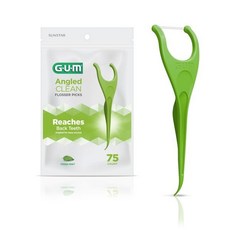 GUM 앵글 치실 타이트한 치아 매우 강한 파쇄 저항성 쉽게 닿을 수 있는 각도 성인용 신선한 민트 향 75ct, 75개입(1팩), 1개