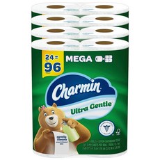 Charmin 울트라 젠틀 화장지 6개(4팩) 총 24개의 메가 롤 = 레귤러 롤 96개, 231 sheet (Pack of 24), 24개
