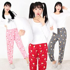 1+1+1 시크래빗 피치기모 시보리 바지 3종세트 여성용