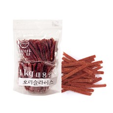 개밥도둑 강아지 건조간식 육포 말이 껌 대용량 실속간식1kg, 오리슬라이스, 1000g, 1개 - 강아지간식1kg