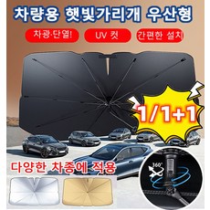 블랙 메탈 양산 자동차 우산형 앞유리 햇빛가리개 원터치 차광성 발군 빛이 투과할 수 없다, 홑벌, 스몰골드9958