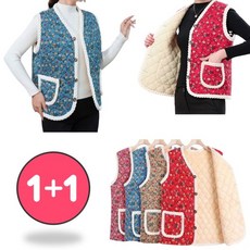 따스팟 촌캉스 할머니 누빔 융털 겨울 조끼 1+1