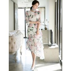 딘트 원피스 대리 구매하다 정품 직발 Dint 모던 로맨틱 로즈 플라워 프릴 원피스+머플러D3759