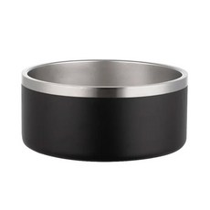 개 먹이 스테인리스강 이중 64oz 원형 액세서리 물 고양이 동물 그릇 대용량 강아지 애완 진공, 1개, Black