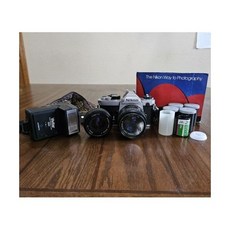 니콘 FM 35mm SLR 필름 카메라 2 렌즈 50mm 100mm 비비타 플래시 로트 그대로 - 니콘fm2