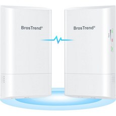 BrosTrend 5GHz 867Mbps 무선 브릿지 1KM WiFi PtP PtMP용 장거리 포인트 투 실외 CPE IP65 플러그 앤 플레이 패시브 PoE 인젝터 헛간 차고 - 무선브릿지