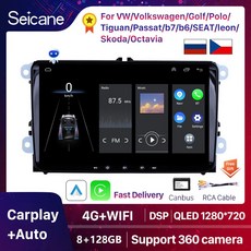 안드로이드 올인원 오토 Seicane 차량용 멀티미디어 플레이어 폭스바겐 골프 티구안 파사트 b7 b6 SEAT 레온 스코다 옥타비아용 2Din 13 라디오 GPS, 6) 4 64G carplay H5NHF
