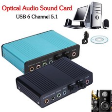 노트북 데스크탑용 전문 USB 사운드 카드 광학 외장 오디오 카드 변환기 CM6206 칩셋 6 채널 5.1, CHINA, Black, 01 Black