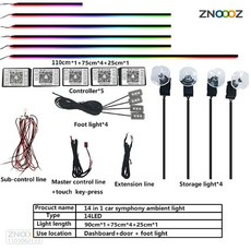 네온무드등 1822 in 1 스트리머 심포니 자동차 주변 조명 213 64 색 LED 문짝 인테리어 레인보우 대시보드, 03 213 color 14 in 1