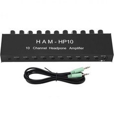 스튜디오 스테이지용 12V 전원 어댑터가 있는 10채널 스테레오 헤드폰 앰프 3.5mm 인터페이스 휴대용 알루미늄 합금 분배기 스플리터, 1개