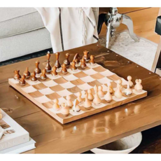 고급 원목 체스판 체스보드 접이식 창의력 보드게임, 텀블러 체스