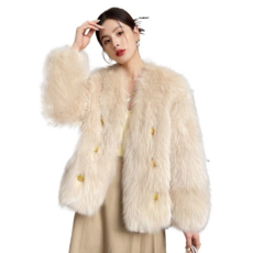 FANSYLI 여우털 라이크 밍크 코트 여자 가을겨울 인조밍크 코트 인조퍼 코트 루즈핏 여성자켓 숏코트 통근룩 출근룩 L9S017