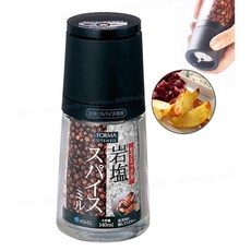 일본 아스벨 깨갈이 유리후추통 후추그라인더 페퍼밀, 1개, 후추갈이 - 블랙