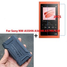2 팩 화면 보호기 소니 워크맨 NW-A55HN a56hn a57hn a50 a55 a56에 대 한 명확한 스크래치 필름 및 안티 노크 부드러운 실리콘 케이스, 1개