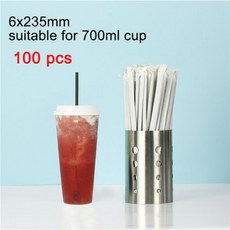 Bpa 일회용 플라스틱 빨대 밀크 쉐이크 와이드 보바 버블 차 마시는 개별적으로 감싸 인 Drinkware Bar Too, [09] 100pc black 6x235mm, 1개