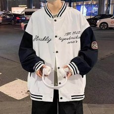 배색 남성 뉴 야구 점퍼 얇은 소재 가볍게 걸치기 좋은 잠바 후드 코디 아우터 남친룩