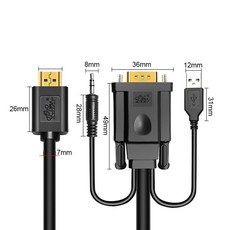  pcer vga hdmi 케이블 pc 모니터 hdtv 프로젝터 vga hdmi 코드 와이어 추가 usb 오디오 케이블, 10m 