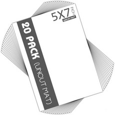 매트 보드 센터 20 5 x 7 절단되지 않은 사진 팩 흰색 백킹 인쇄물 액자 등용