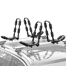 XCAR 접이식 Karboat 랙 4pcs Sup 카누 카약 서핑 보드 상단 설치 자동차 SUV 크로스바에 대 한 검은 지붕화물 운송 업체 설정, 본상품