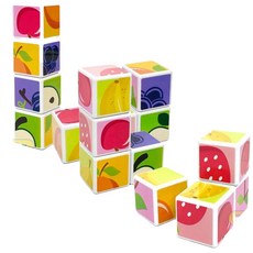 유아센터 창의교구 과일그림 자석큐브 매칭놀이 4p 지능개발 매칭퍼즐 맞추기 Puzzle, 1개