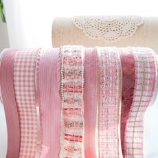 에일린리본 리본DIY 패키지 세트 브띠 핑크레이디 원단리본 (10종) 각90cm, 핑크패키지 각 1마