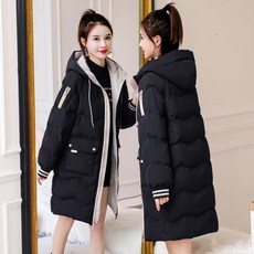 춘게엘 여성용 사랑스러운 컬러 조합 루즈핏 후드 패딩 하늘비즈 Cjx6I11