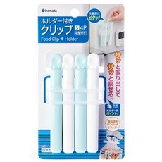inomata 封口夾 Set 4入, 附夾子, #6215, 1包