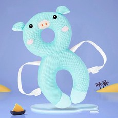 꿀벌 머리 보호대 충돌 방지 쿠션 강아지 고양이 머리보호대 머리보호 머리쿵보호대 머리보호쿠션, 1x1x1mm, 활기찬 블루 돼지 통기성 대형, 1개