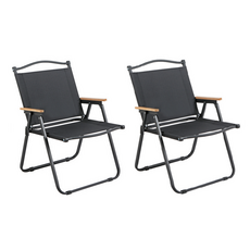 크크라이프 튼튼한 폴딩 캠핑 의자, 대형, 2개, 블랙