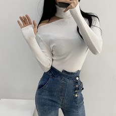 폴라넥 트임 골지 초커 워머 니트2color