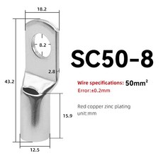 케이블 러그 와이어 커넥터 주석 도금 전기 솔더 러그 10 3/0 AWG SC10 SC16 SC25 SC35 SC50 SC70 SC95 터미널 10 95 MM, 10개