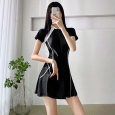 해변 바다 반팔 일체형 수영복 수영 트렌디한 여성