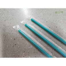 바우팩 7*25cm 녹색 빨대 일자 개별포장, 2개, 500개