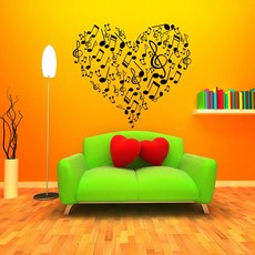 아트 비닐 스티커 심장 뮤지컬 노트 음악 스튜디오 벽 데칼 고음 음자리표 홈 장식 침실 욕실 기숙사 M-114